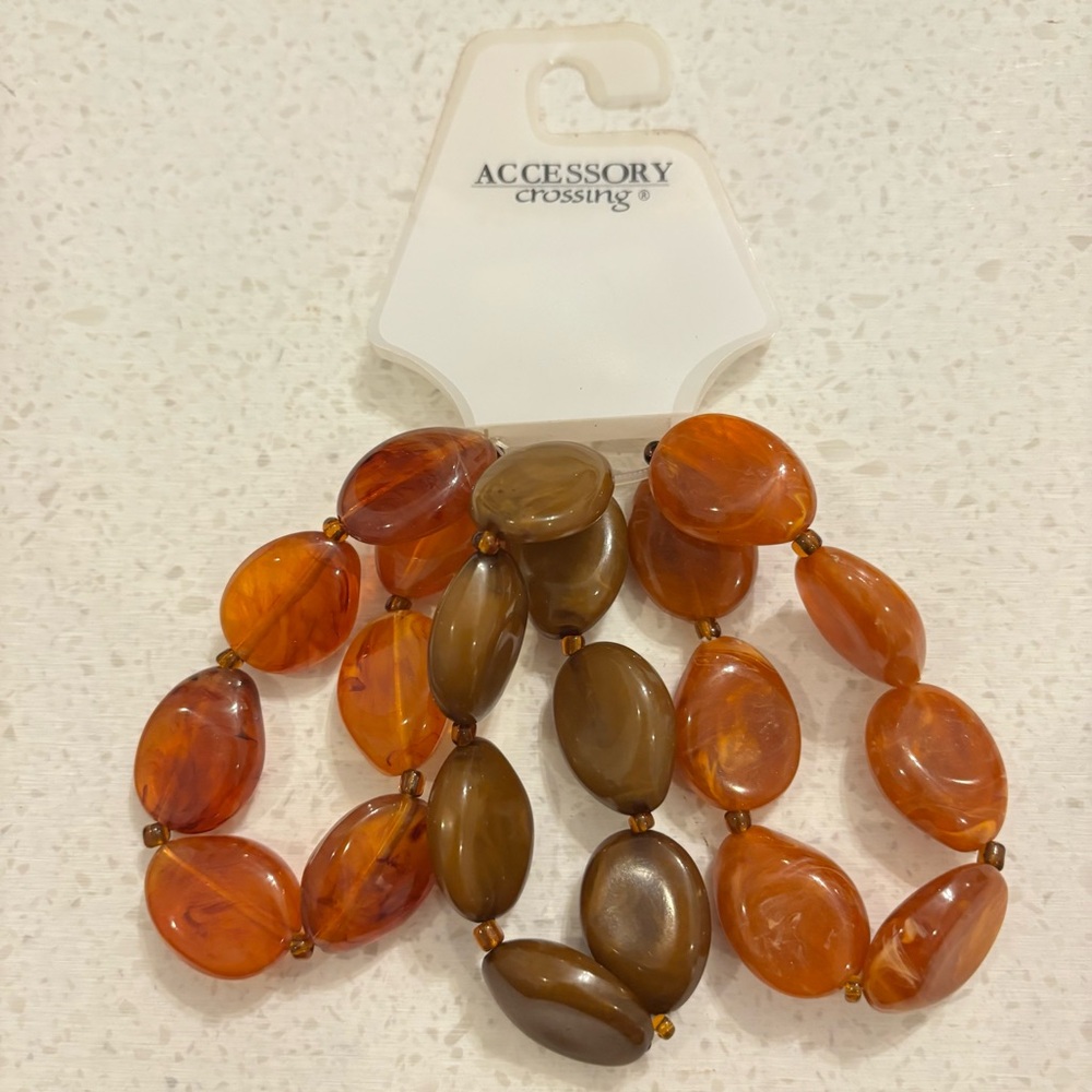 5/$25 Set of NWT 3 Orange Stone Stretch Bracelets